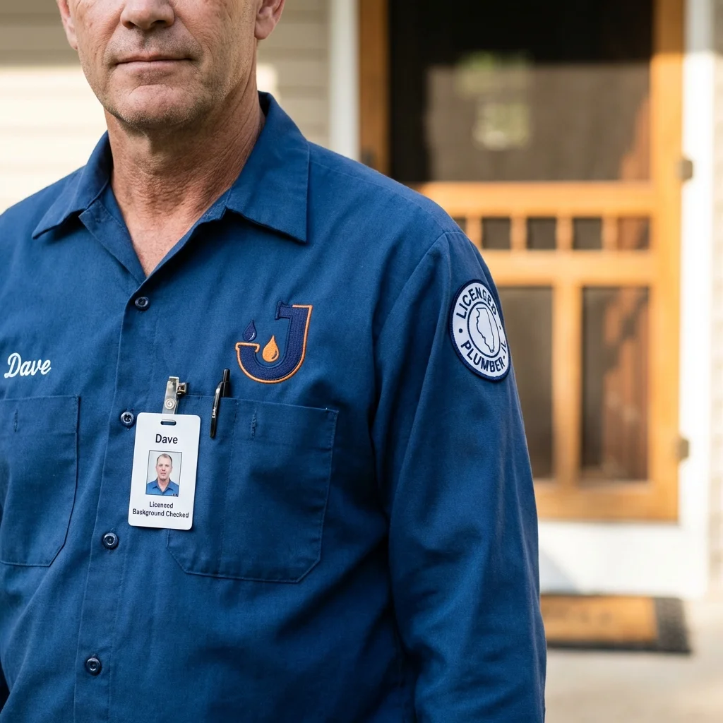 Licensed plumber showing ID badge in Sutter, CA
