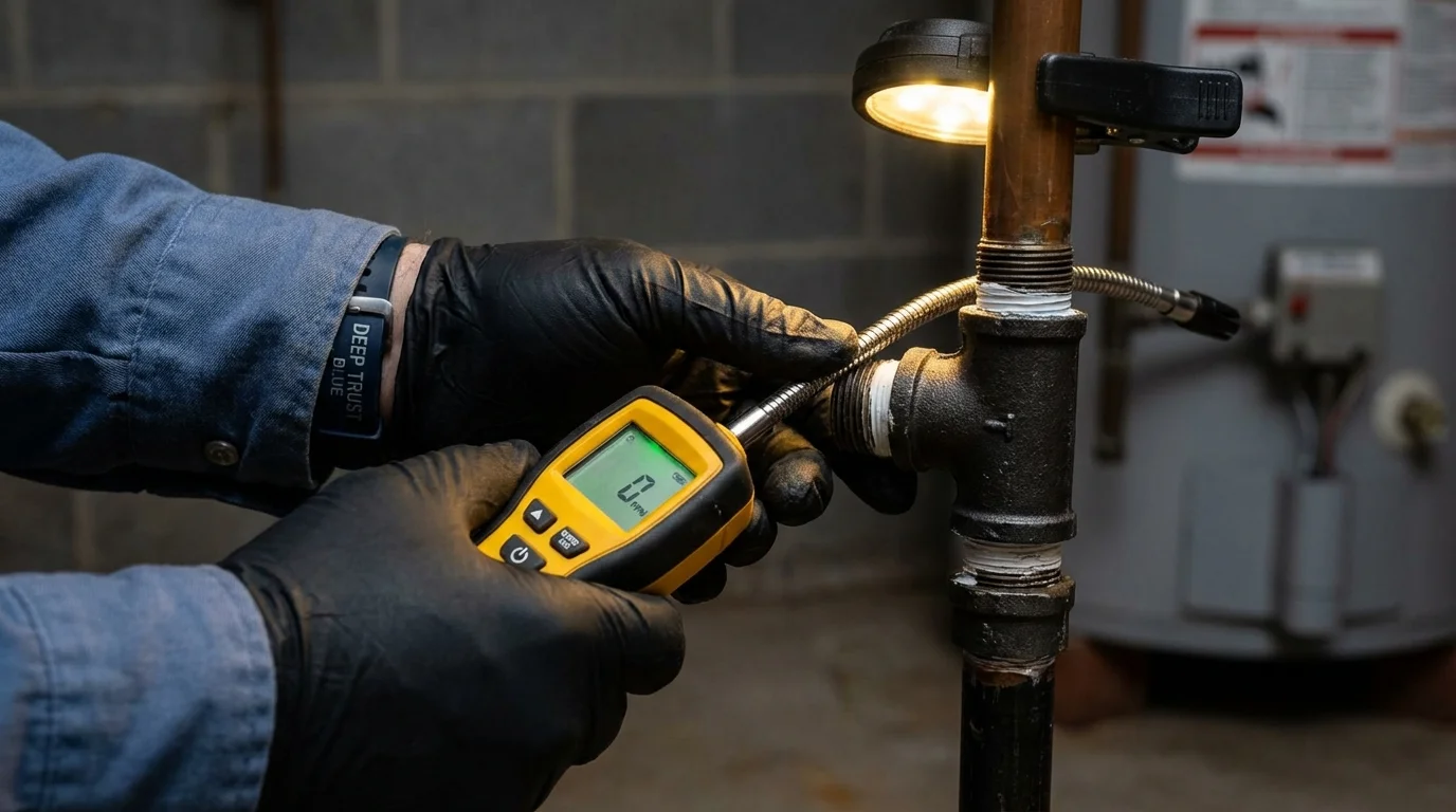 Gas leak detection with electronic sniffer by Johns Plumbing LLC in Sutter