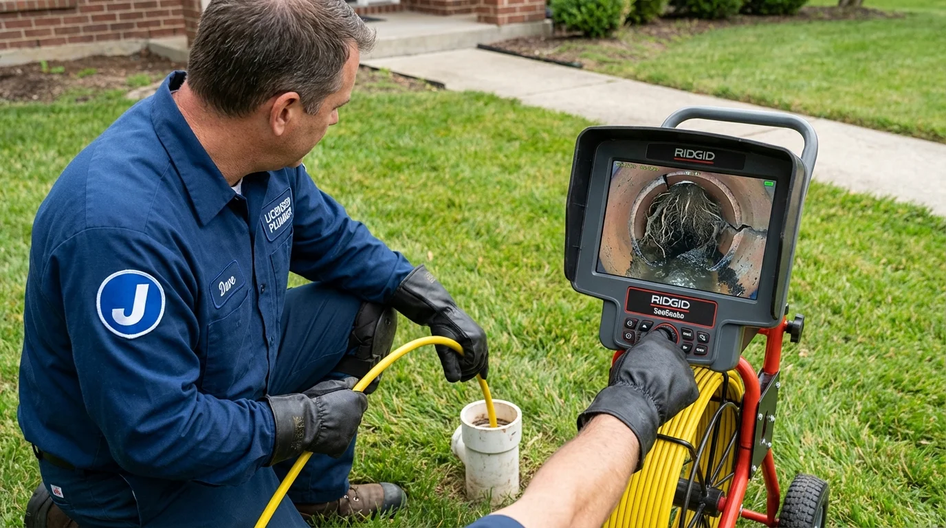 Sewer camera inspection being performed by Johns Plumbing LLC in Sutter